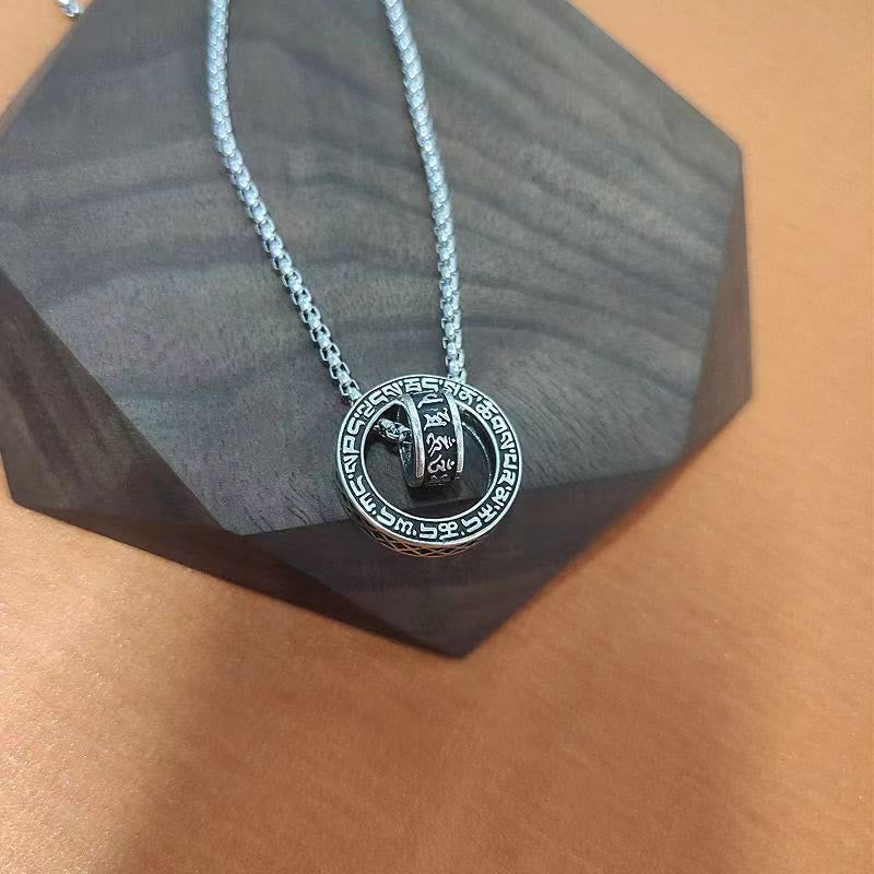 KarmaRipple's Tibetan Om Mani Padme Hum Carved Peace Purity Chain Pendant Necklace p7