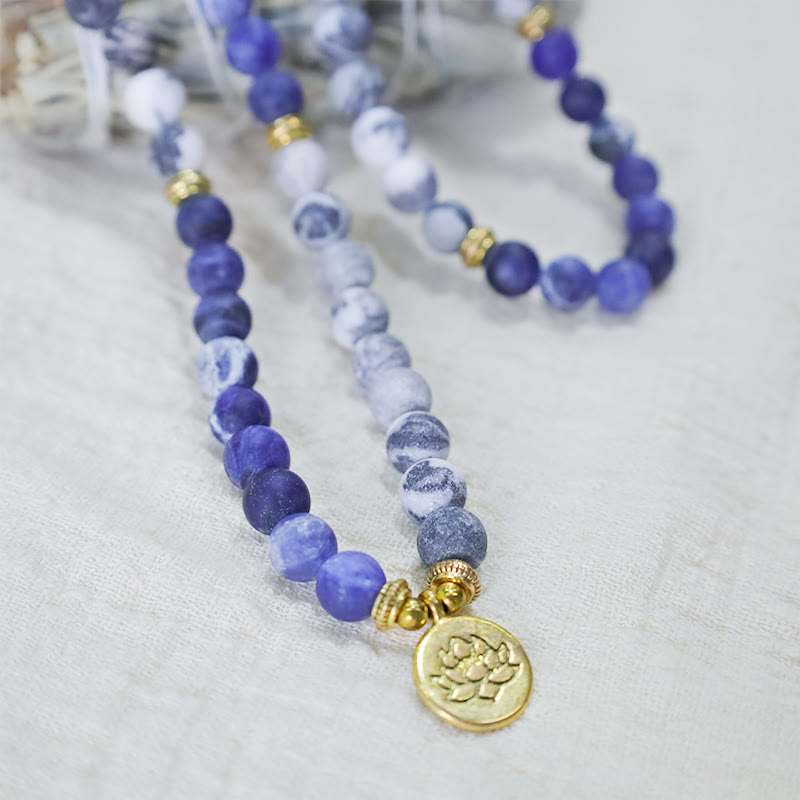 KarmaRipple's 108 Authentic Picasso Jasper & Blue Stone Mala Bead Lotus Necklace Bracelet p2