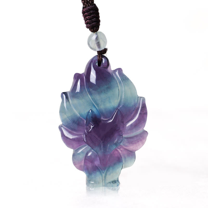 KarmaRipple's Authentic Fluorite Gold Sheen Obsidian Fox Necklace Protection Pendant p18