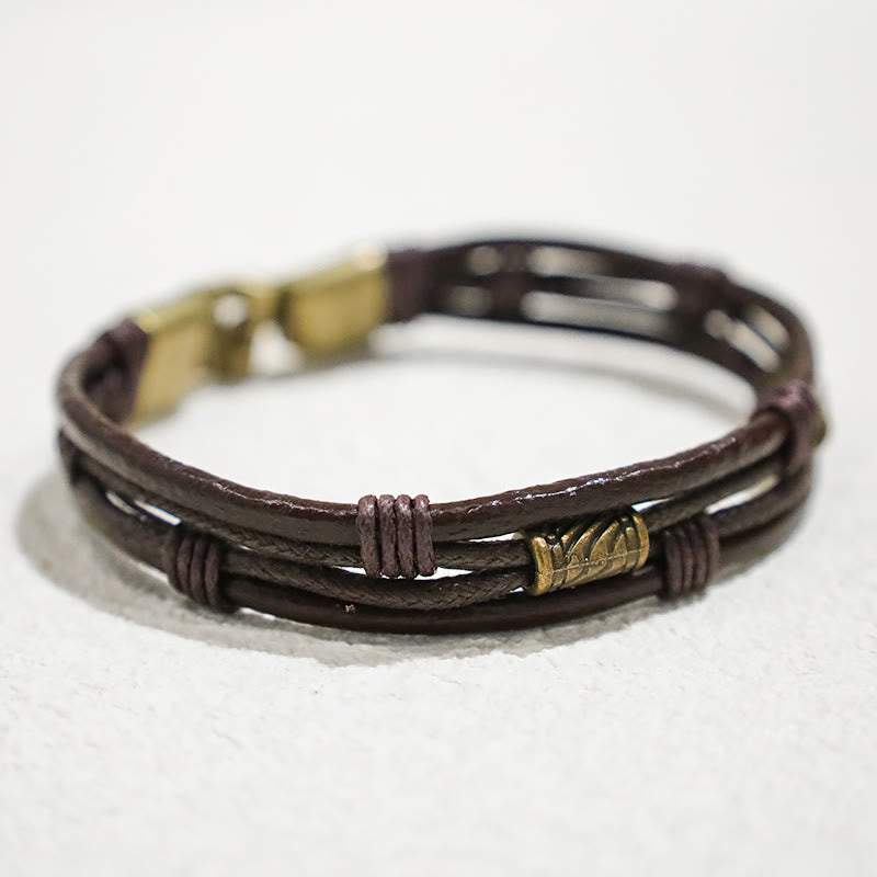 KarmaRipple's Vintage Leather Wrist Band Brown Rope Layered Bracelet Bangle p5