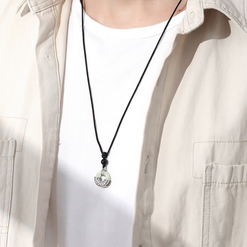 KarmaRipple's 925 Sterling Silver Authentic Hetian Jade Peace Buckle Prosperity Pendant Necklace p6