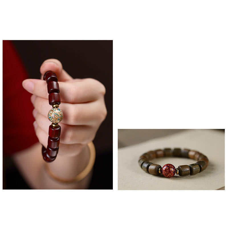 KarmaRipple's Authentic Green Sandalwood Small Leaf Red Sandalwood Lacquer Bead Peace Bracelet p10