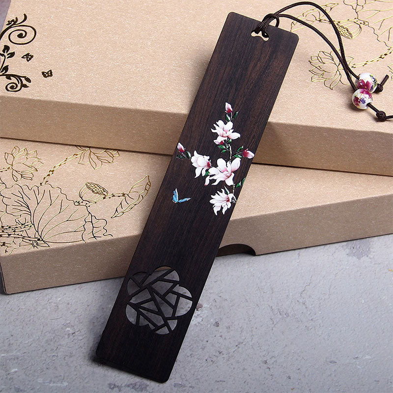 KarmaRipple's Butterfly Flower Ebony Wood Bookmarks With Gift Box p2