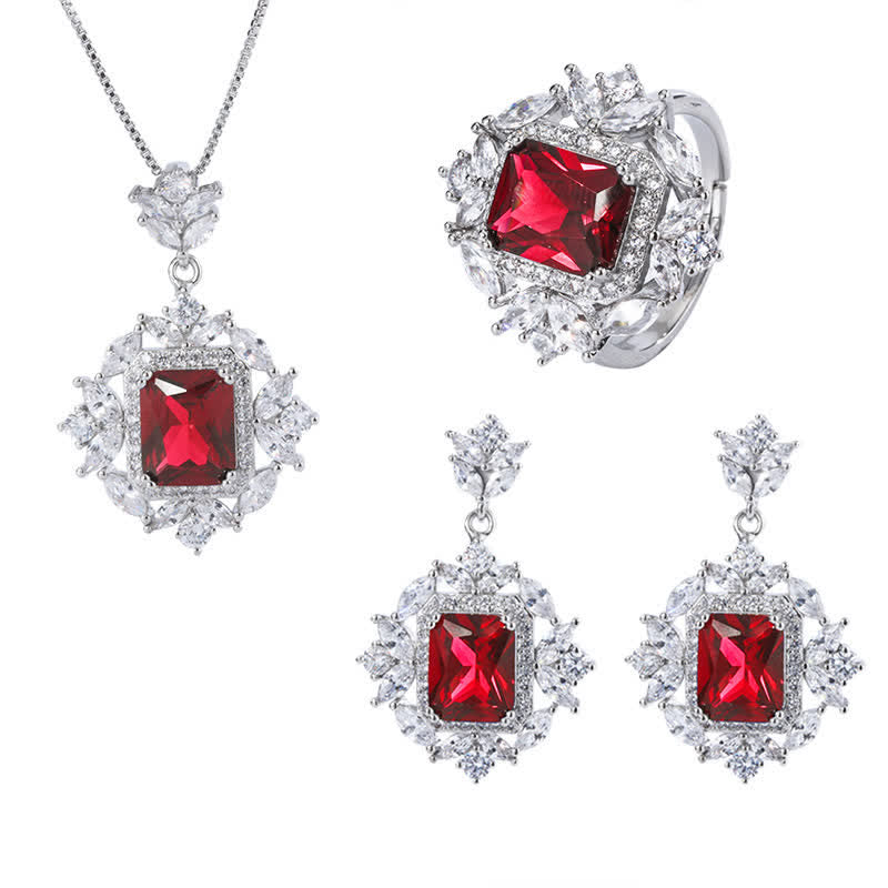 KarmaRipple's Emerald Gemstone Red Corundum Confidence Courage Ring Earrings Pendant Necklace p12