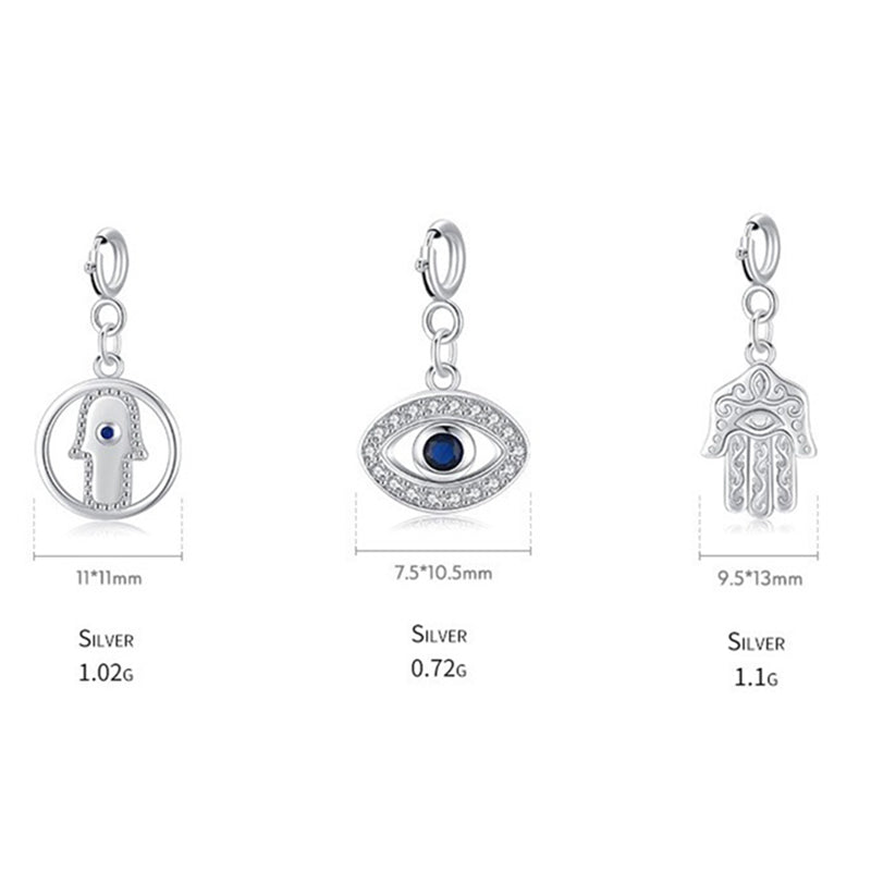 KarmaRipple's 925 Sterling Silver Evil Eye Hamsa Symbol Prosperity Fortune Chain Pendant Necklace p16