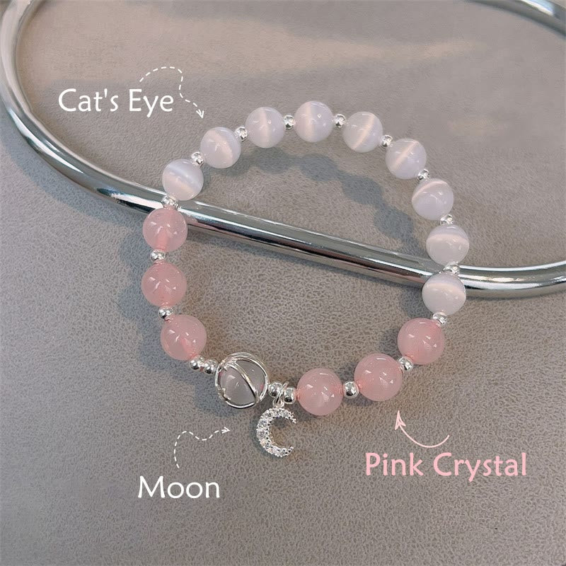 KarmaRipple's Authentic Cat's Eye Pink Gemstone Moon Love Talisman Bracelet p5