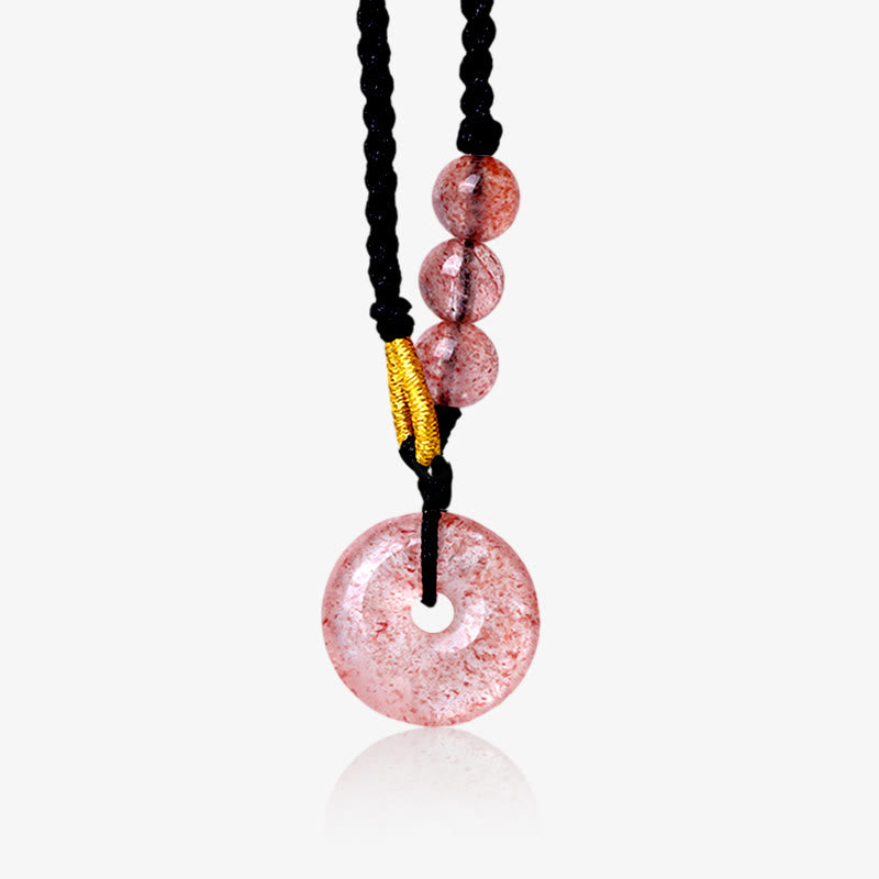 KarmaRipple's Strawberry Quartz Chalcedony Peace Buckle Balancing Pendant Necklace p14