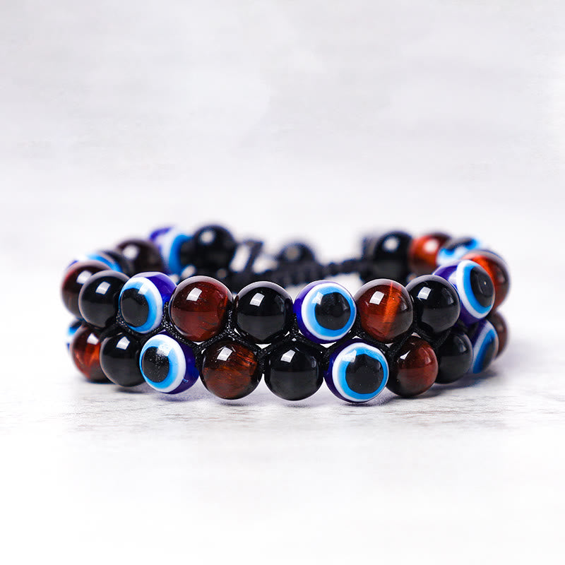 KarmaRipple's Evil Eye Hematite Tiger Eye Protection Beaded Bracelet p3