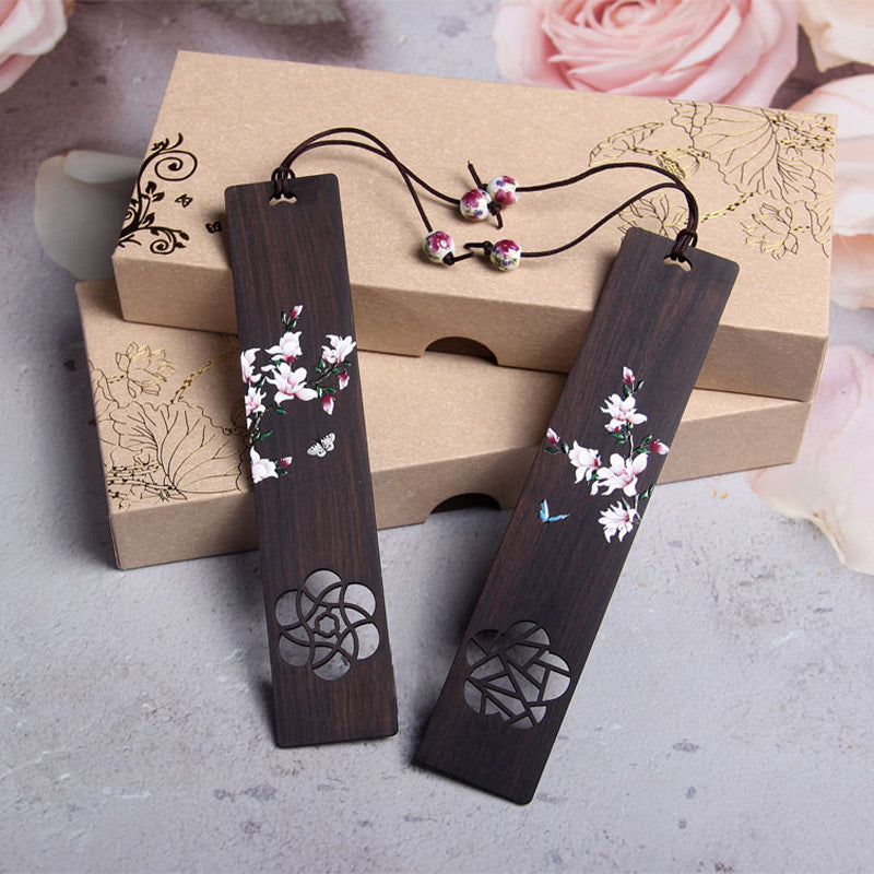 KarmaRipple's Butterfly Flower Ebony Wood Bookmarks With Gift Box p10