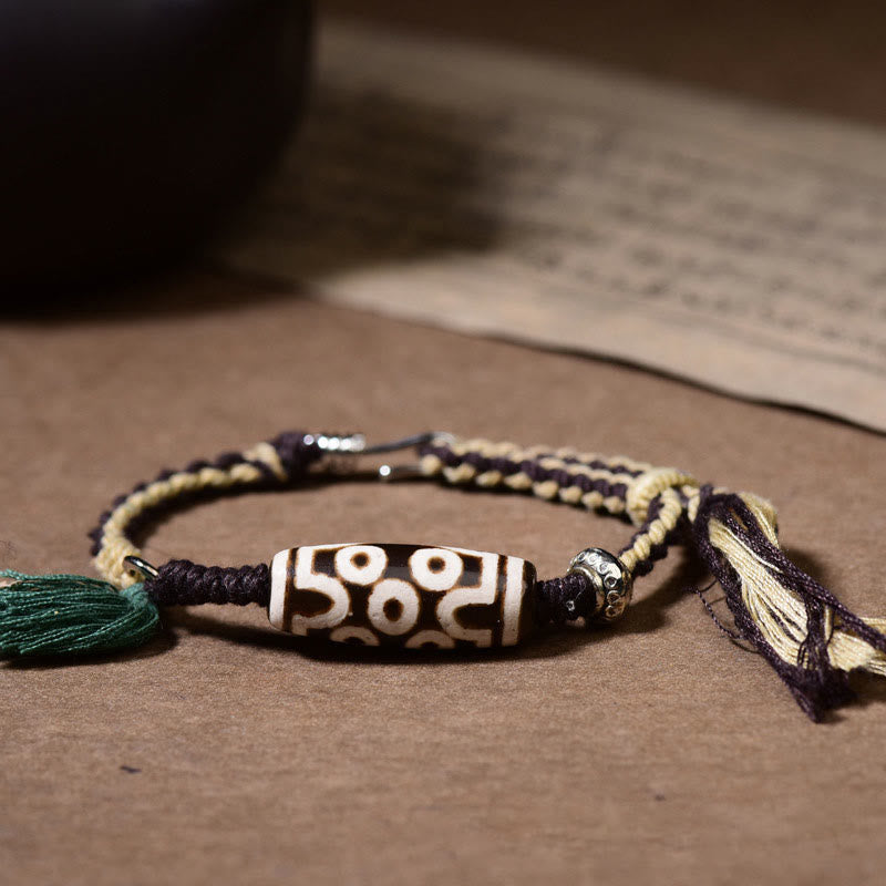 KarmaRipple's Handcrafted Tibetan Nine-Eye Dzi Bead Blessings Rope Bracelet p6