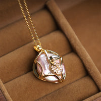 KarmaRipple's 18K Gold Plated Bronze Authentic Baroque Pearl Flower Sincerity Pendant Necklace