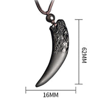 KarmaRipple's Authentic Black Obsidian Ice Obsidian Rainbow Obsidian Wolf Tooth Pattern Strength Pendant Necklace