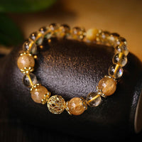 KarmaRipple's Authentic Citrine Amethyst Rutilated Quartz Prosperity Protection Bracelet