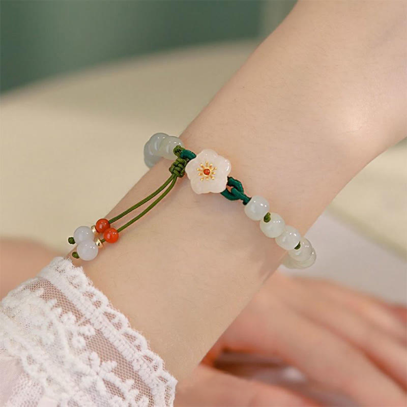 KarmaRipple's Jade Peach Blossom Flower Fortune Bracelet p4
