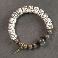 KarmaRipple's Tibetan Yak Bone Gold Sheen Obsidian Brass Bead Strength Bracelet