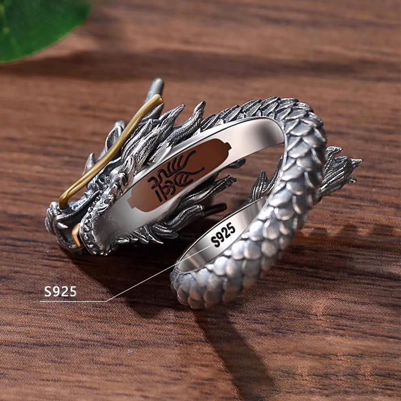 KarmaRipple's 925 Sterling Silver Vintage Dragon Design Protection Strength Adjustable Ring p8