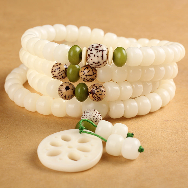 KarmaRipple's Ivory Bodhi Seed Mala 108 Beadwork Fortune Bracelet p2