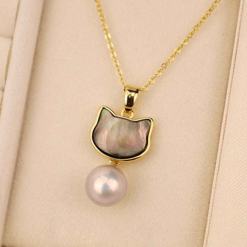 KarmaRipple's Authentic Pearl Bronze Cat Balancing Pendant Necklace Earrings p2