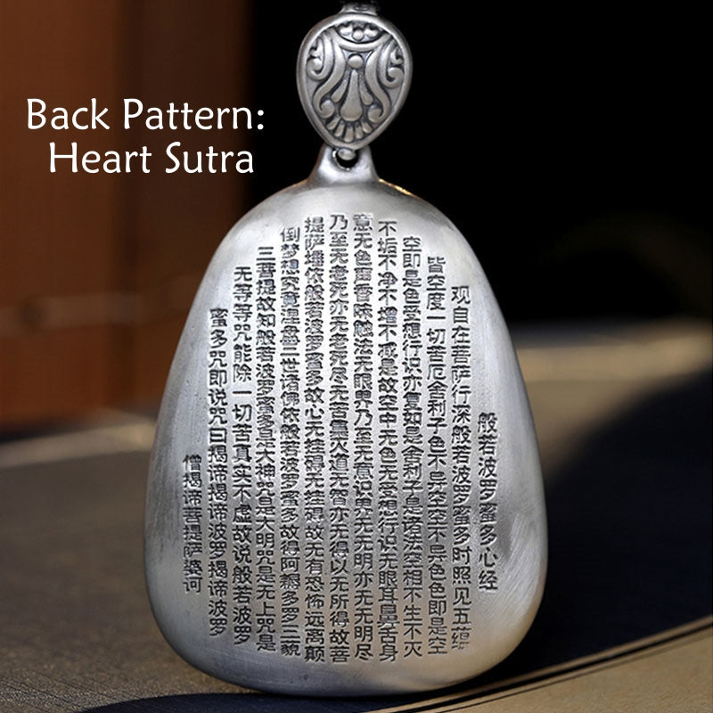 KarmaRipple's 999 Sterling Silver Chinese Zodiac Natal Buddha Heart Sutra Engraved Protection Pendant Necklace p10