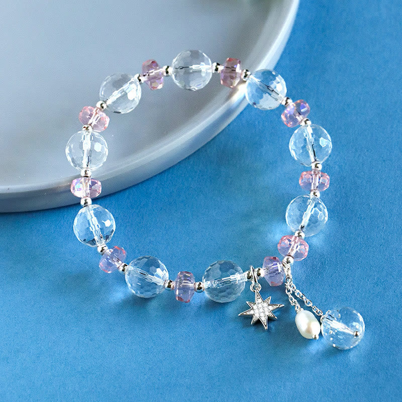 KarmaRipple's Ivory Gemstone Pink Gemstone Protection Star Talisman Bracelet p2