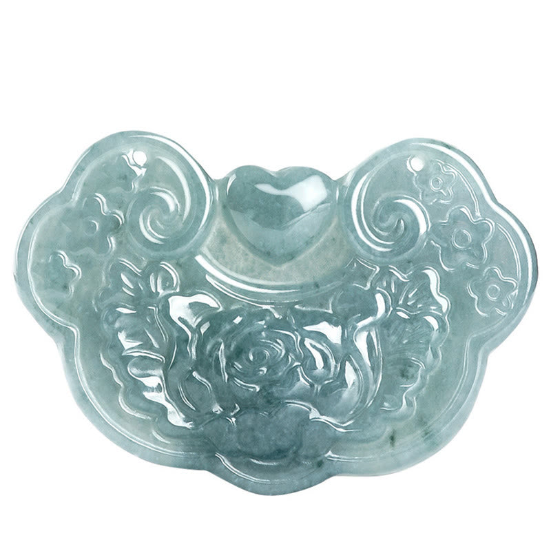 KarmaRipple's Authentic Jade Peony Flower Lock of Good Wishes Prosperity Pendant Necklace p12