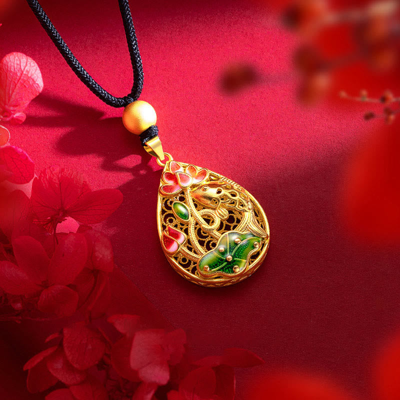 KarmaRipple's Koi Fish Lotus Flower Leaf Bronze Fortune Pendant Necklace p5