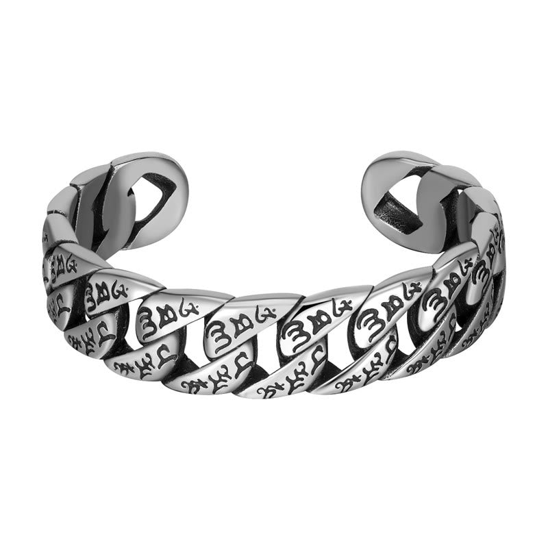KarmaRipple's Tibetan Om Mani Padme Hum Mantra Titanium Steel Peace Cuf Bangle Bracelet p14