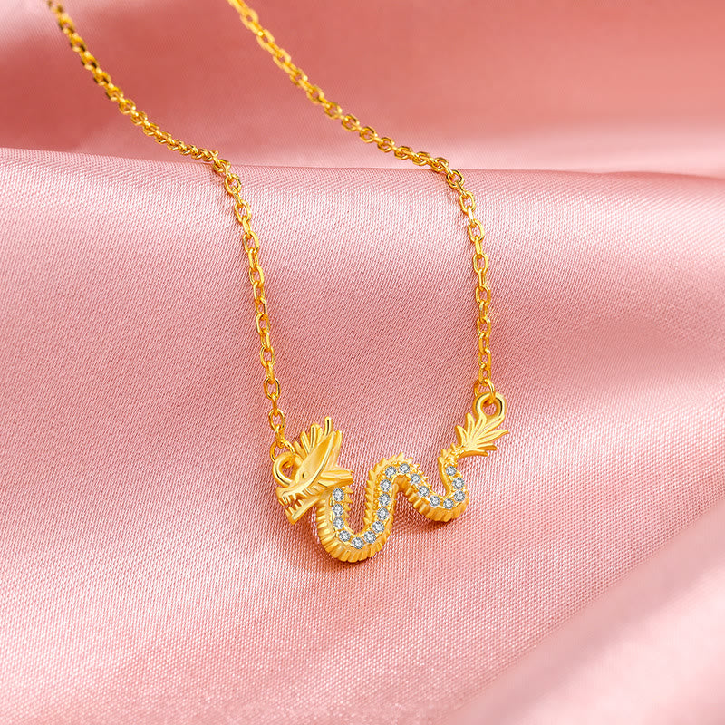 KarmaRipple's 925 Sterling Silver Year Of The Dragon Auspicious Golden Dragon Fortune Chain Pendant Necklace p7