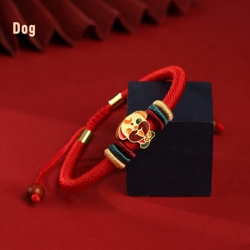 KarmaRipple's Handmade 925 Sterling Silver Year of the Dragon Cute Chinese Zodiac Fortune Woven Red Bracelet p11