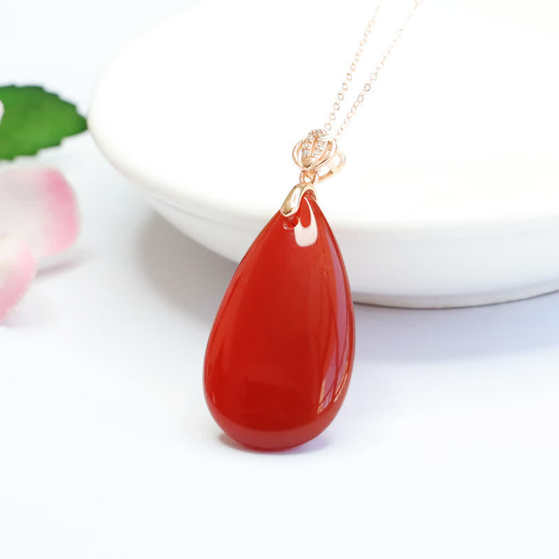 KarmaRipple's 925 Sterling Silver Waterdrop Red Agate Confidence Pendant Necklace p3