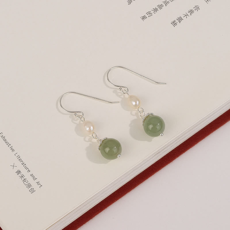 KarmaRipple's 925 Sterling Silver Authentic Pearl Jade Wisdom Earrings p4