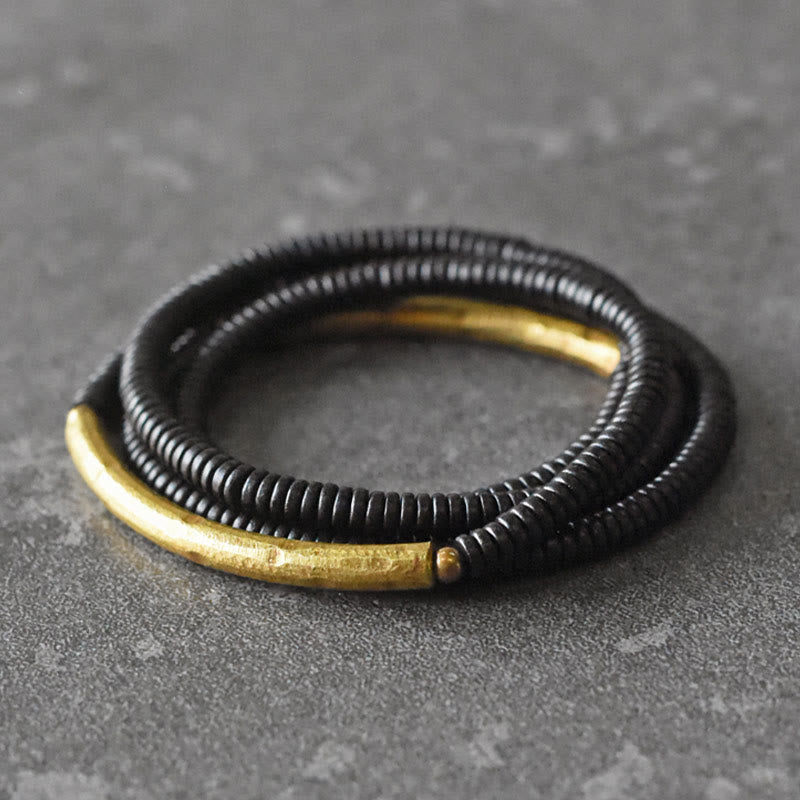 KarmaRipple's Ebony Wood Bronze Balance Multilayered Bracelet p23