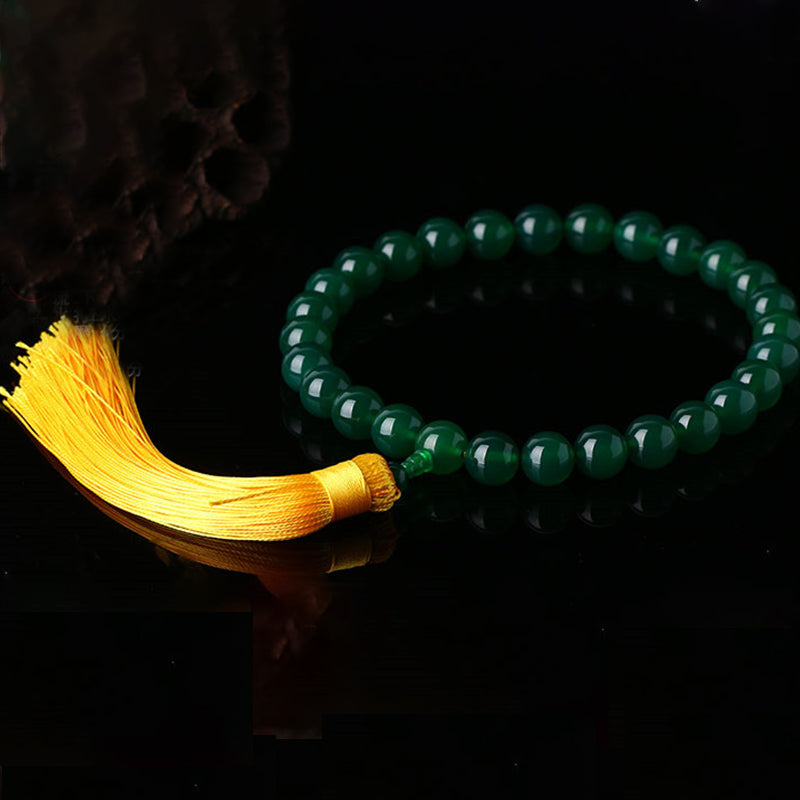 KarmaRipple's Authentic Green Agate Wrist Mala Power Tassels Pocket Mala Car Decoration p7
