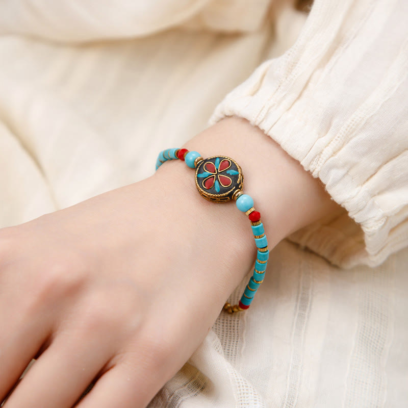 KarmaRipple's Tibetan Turquoise Om Mani Padme Hum Protection Strength Bracelet p3