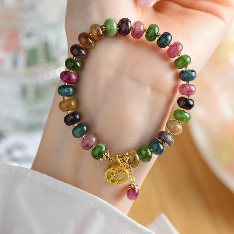 KarmaRipple's Colorful Tourmaline Cute Flower Rabbit Talisman Love Bracelet p1