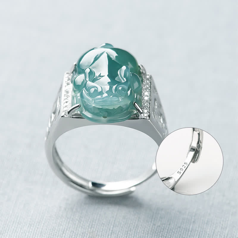 KarmaRipple's 925 Sterling Silver Fengshui Wealth Prosperity Jade PiXiu Fortune Ring p14