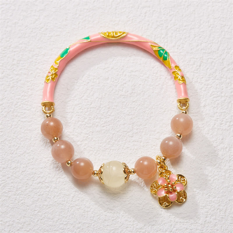 KarmaRipple's Authentic Sun Stone Golden Silk Jade Flower Talisman Wealth Bracelet Bangle p1