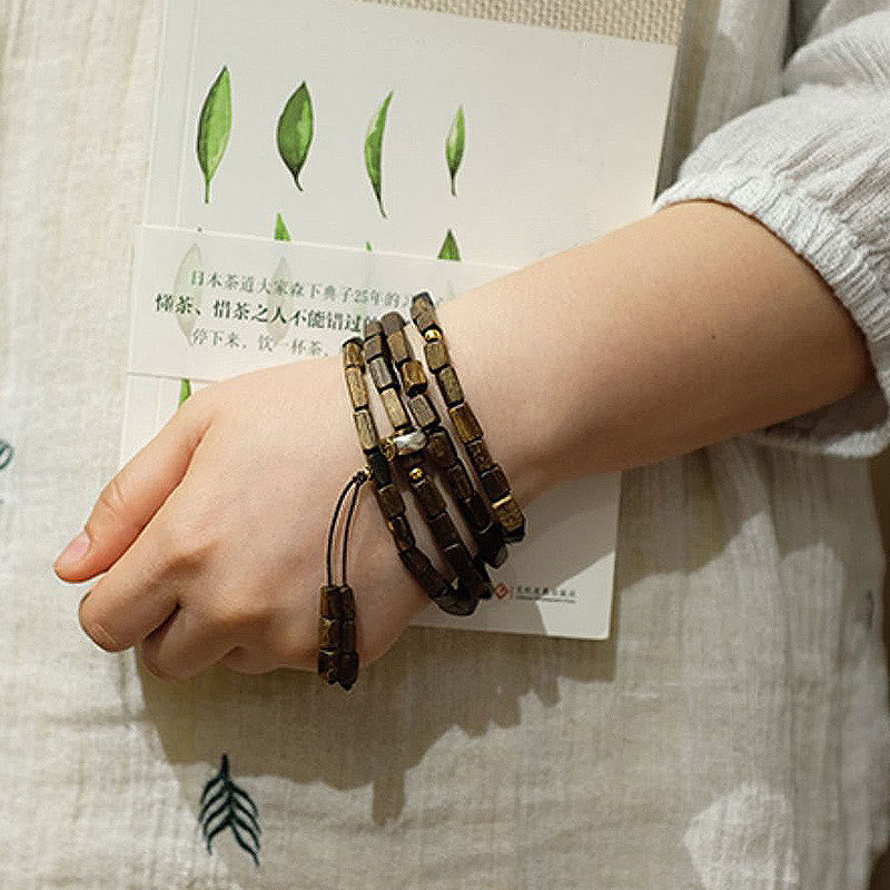 KarmaRipple's Tarakan Rare Agarwood 925 Sterling Silver Chinese Zodiac 999 Pure Gold Beadwork Ward Off Evil Spirits Bracelet p17