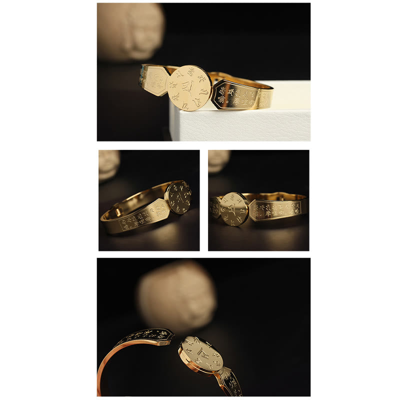 KarmaRipple's Yin Yang Lotus Om Mani Padme Hum Mantra Titanium Steel Balance Bracelet Bangle p24