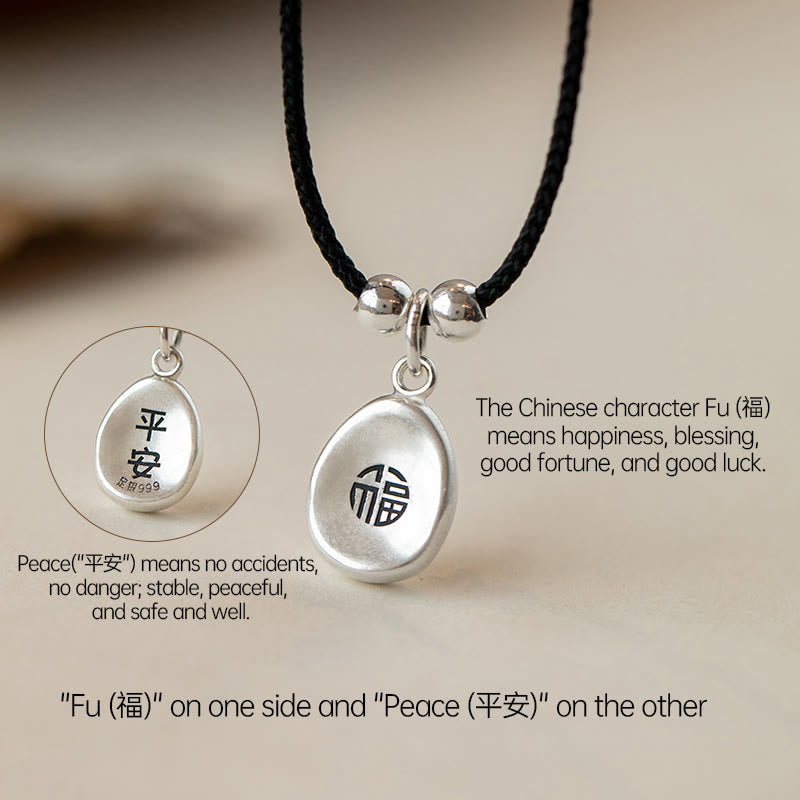 KarmaRipple's 999 Sterling Silver Peace And Joy Fu Character Fortune Fortune 925 Sterling Silver Chain Pendant Necklace p14