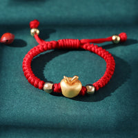 KarmaRipple's 999 Sterling Silver Apple Red Multicolored Rope Fortune Protection Handcrafted Kids Bracelet