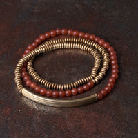 KarmaRipple's Tibetan Various Agate Stone Bronze Protection Triple Wrap Bracelet
