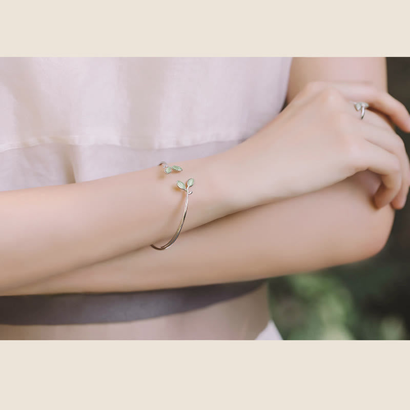 KarmaRipple's Leaf Pattern Cat Eye Support Cuff Bracelet Bangle p16