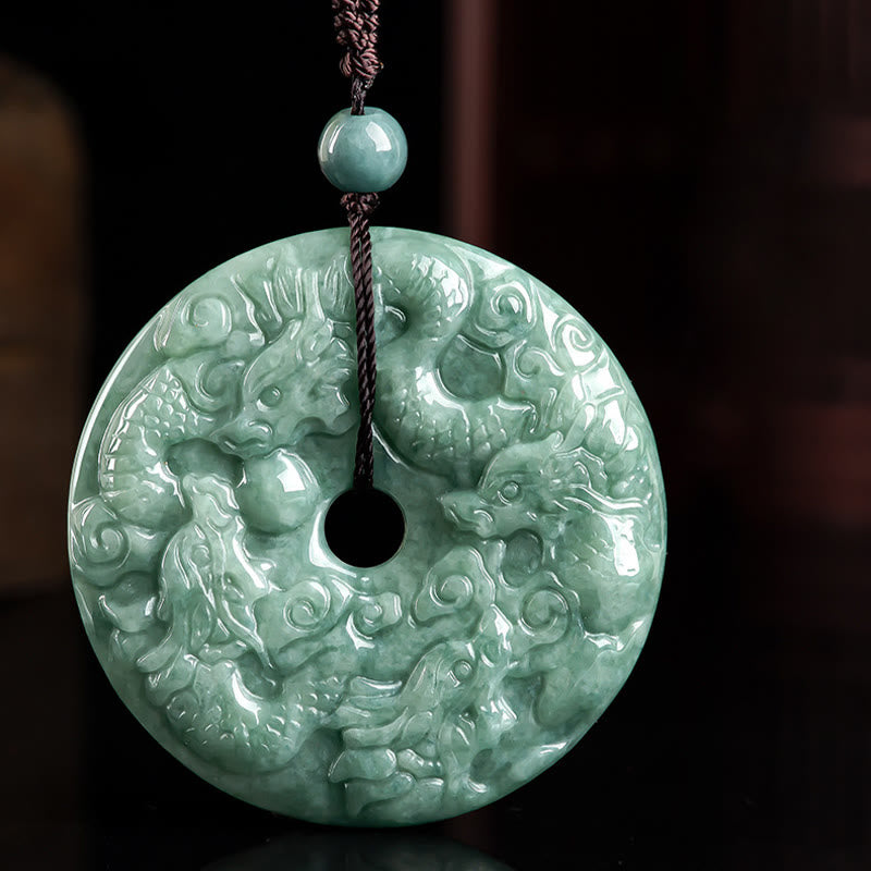KarmaRipple's Year of the Dragon Authentic Jade Nine Dragons Peace Buckle Protection Pendant Necklace p5