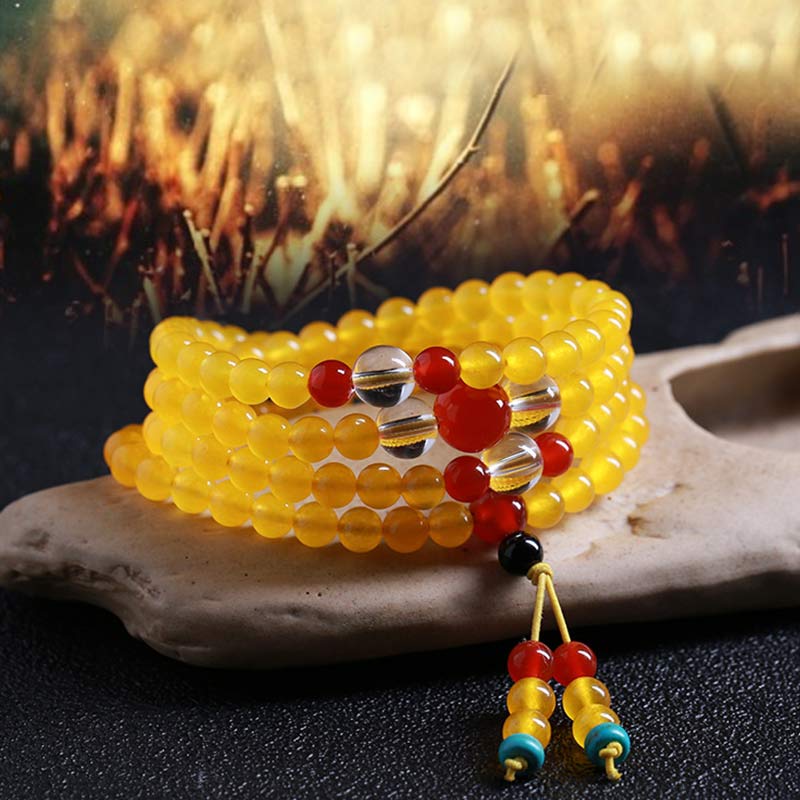 KarmaRipple's 108 Mala Beadwork Yellow Chalcedony Balance Bracelet p5
