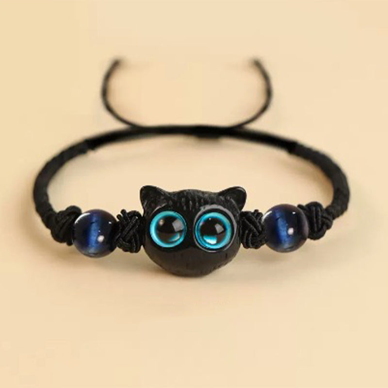 KarmaRipple's Cute Ebony Wood Cat Head Pattern Peace Bracelet p20