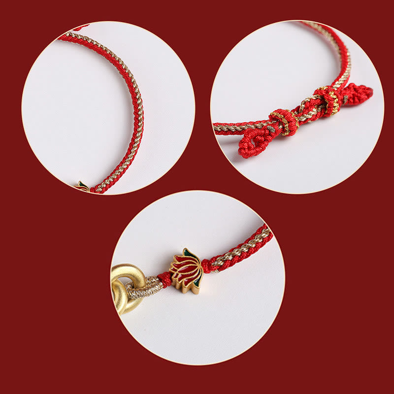 KarmaRipple's 925 Sterling Silver Double Peace Buckle Lotus Auspicious Bracelet p6