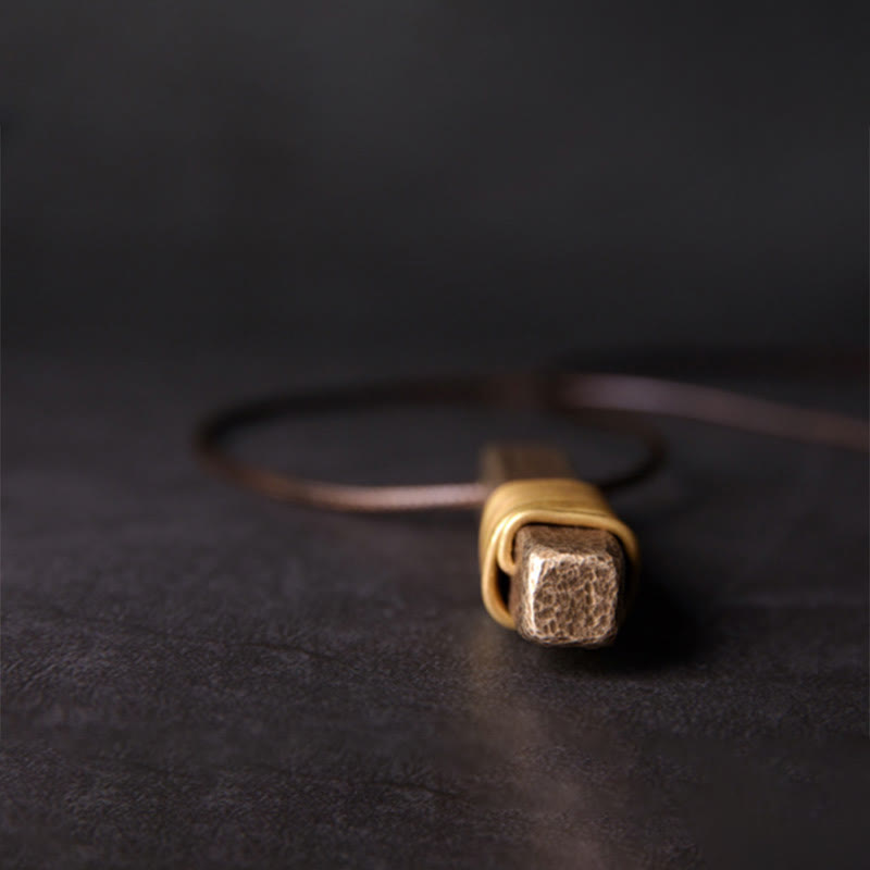 KarmaRipple's Vintage Textured Design Bronze Wealth Pendant Necklace p6