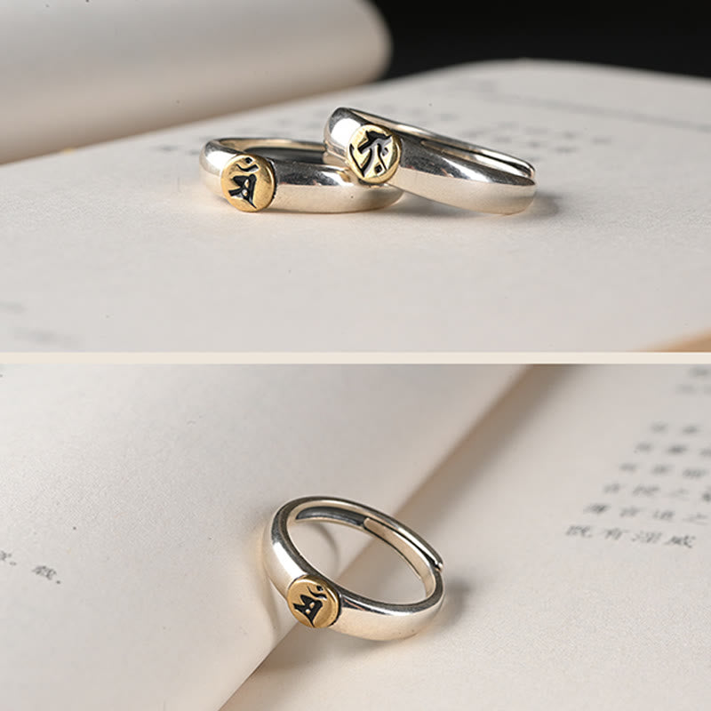 KarmaRipple's Tibetan Om Mani Padme Hum Carved Chinese Zodiac Natal Buddha Peace Ring p47