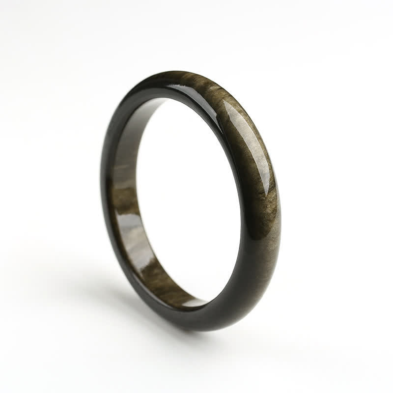 KarmaRipple's Gold Sheen Obsidian Silver Sheen Obsidian Protection Bracelet Bangle p33